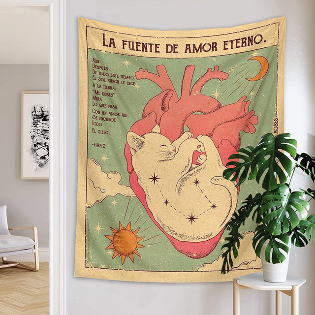 Boho Sun Moon Tarot Tapestry Wall Art for Kids Room
