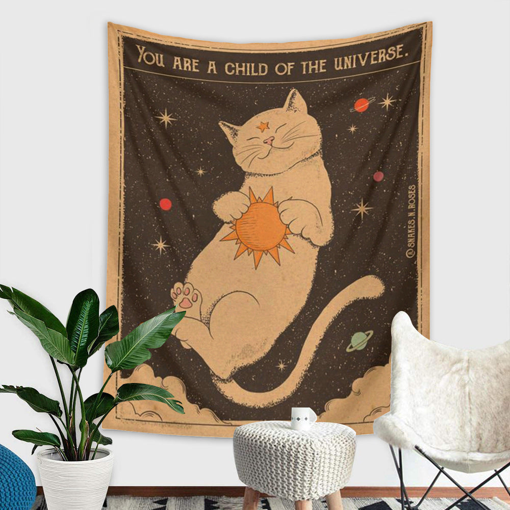 Boho Sun Moon Tarot Tapestry Wall Art for Kids Room