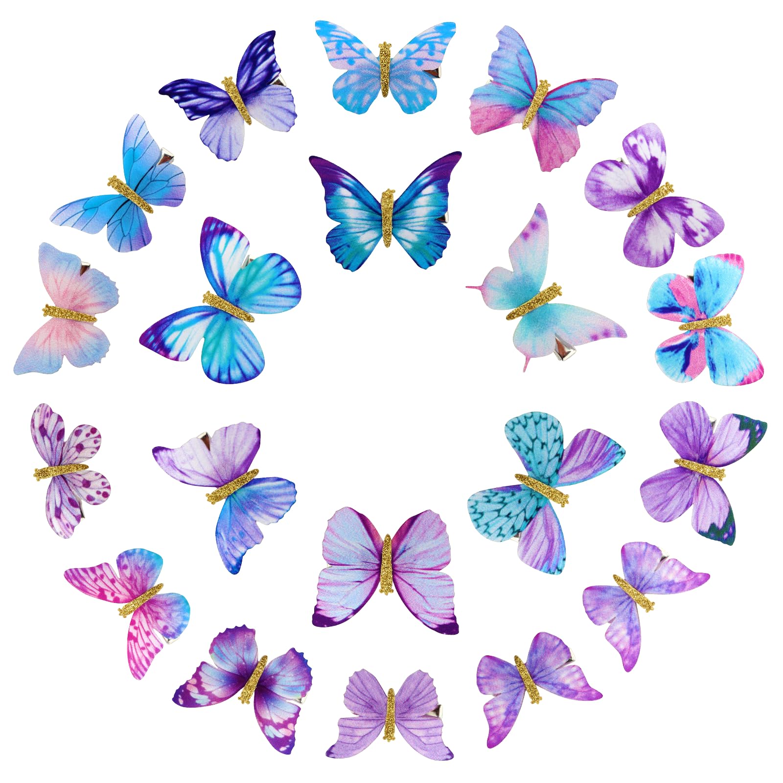 20 Pieces Small Butterfly Hair Clips Y2K Kawaii Accessories Clips for Thick Hair Cute Clips with Hair Glitter