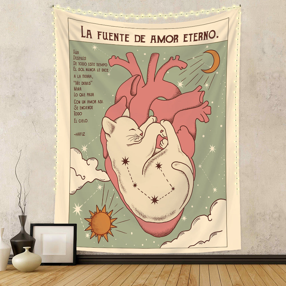 Boho Sun Moon Tarot Tapestry Wall Art for Kids Room