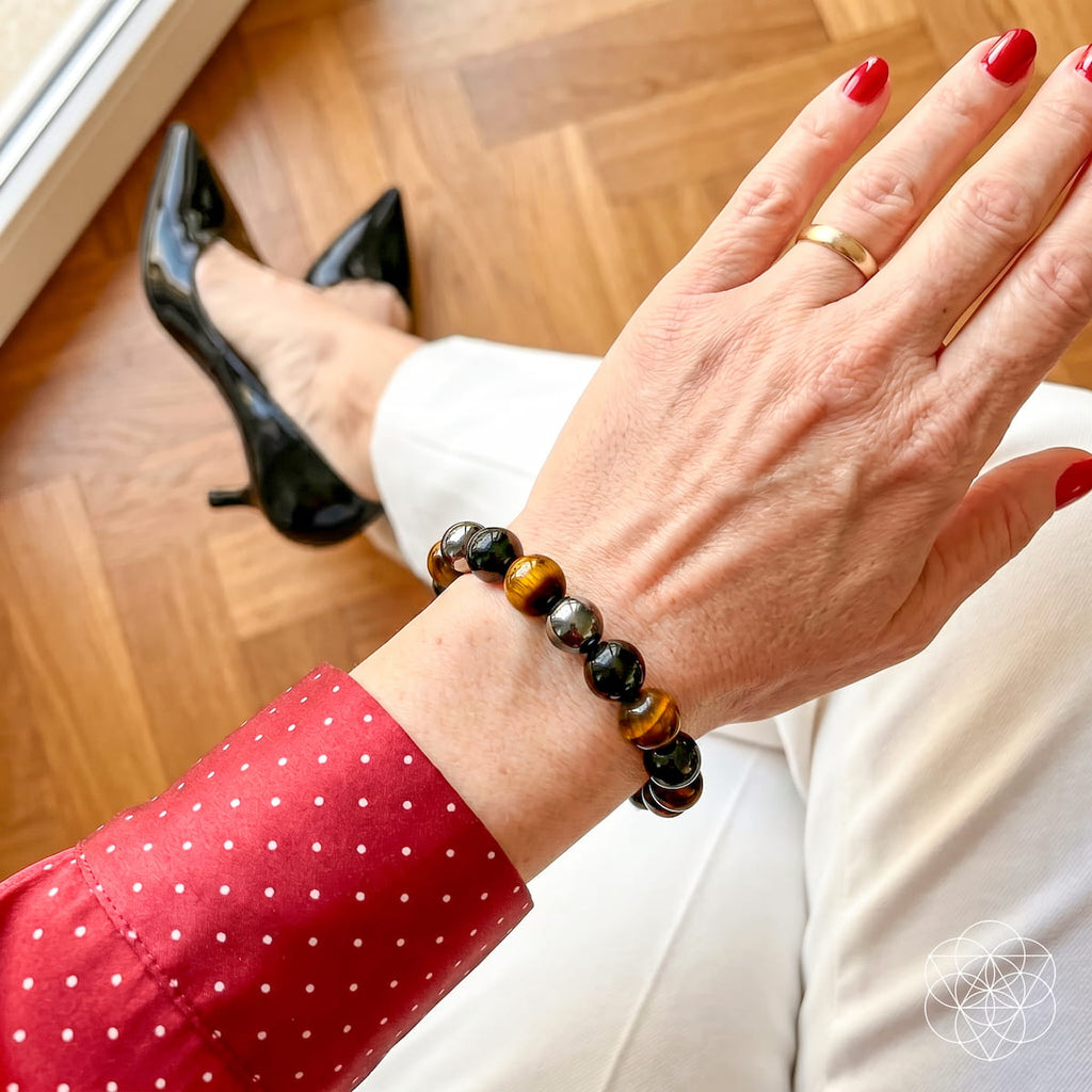 Triple Protection Bracelet – Hematite, Black Obsidian & Tiger's Eye