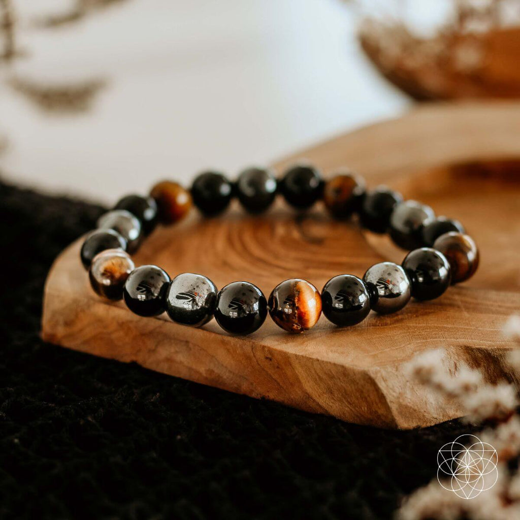 Triple Protection Bracelet – Hematite, Black Obsidian & Tiger's Eye